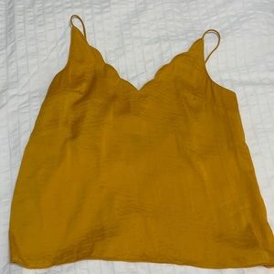 Scalloped satin tank